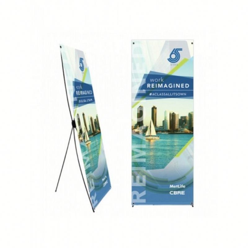 X Type Roll Up Banner Display Stand Foldable Iron Material Custom Color